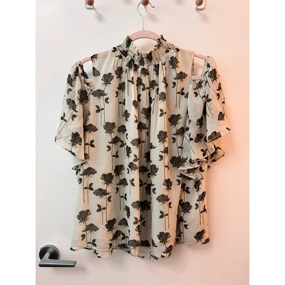 ✨ Rachel Roy | Cold Shoulder Floral Top | Size 2X ✨ - Picture 1 of 8